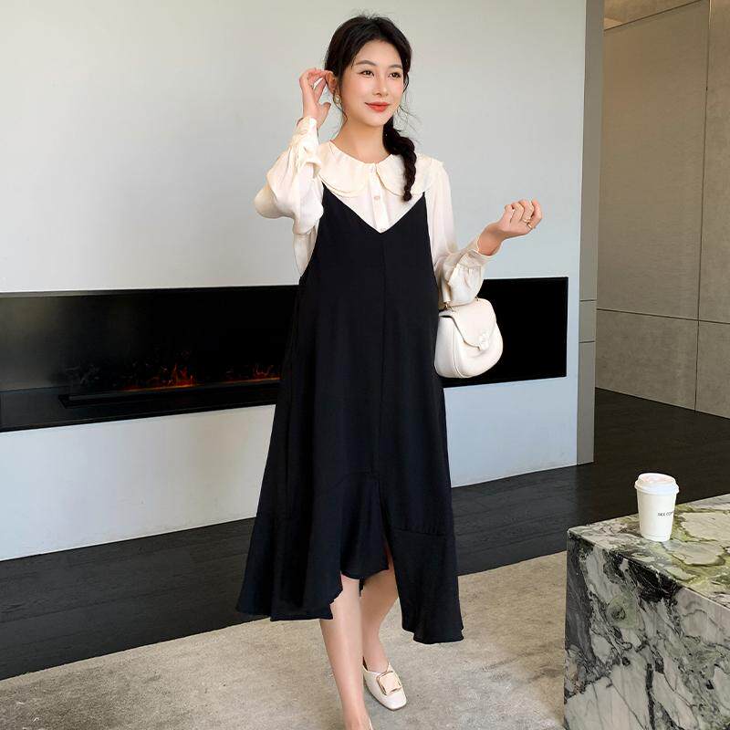 孕妇连衣裙套装春夏时尚两件套上衣+吊带裙百搭休闲孕妇裙