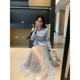 高腰网纱半身裙显瘦套装 XINYI 女 韩系西装 外套 蓝城旧事 秋季