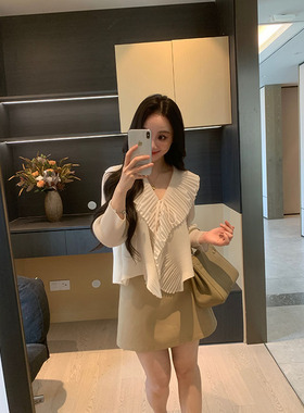 XINYI【柔光滤镜】夏季重工荷叶领压褶小衫女显瘦百搭X626X05101
