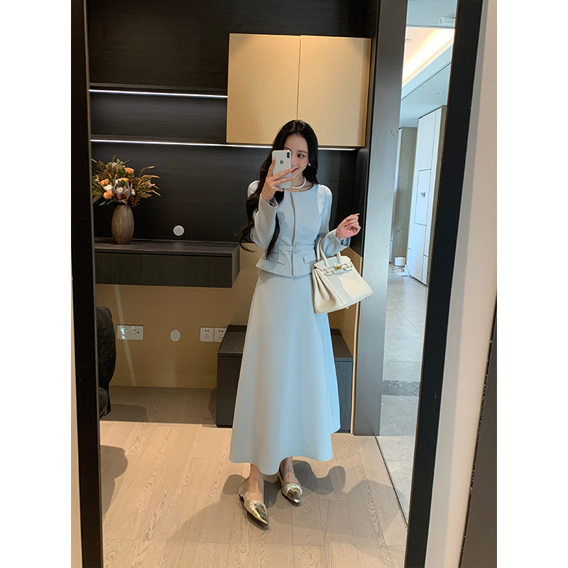 XINYI【优雅秘境】春季重磅斜纹西装外套+高腰半身裙显瘦套装女,女装/女士精品,时尚套装,淘宝优惠券,粉丝福利购,淘宝优惠卷