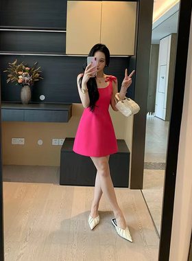 XINYI【大小姐Miss】夏季蝴蝶结吊带连衣裙收腰显瘦裙X625Q07545