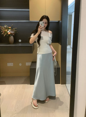 XINYI【清冷小调】夏季纯欲坑条针织短袖上衣显瘦百搭X626Z03750