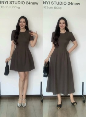 XINYI【天鹅堡】夏季赫本连衣裙薄款收腰显瘦气质伞裙X624Q03607