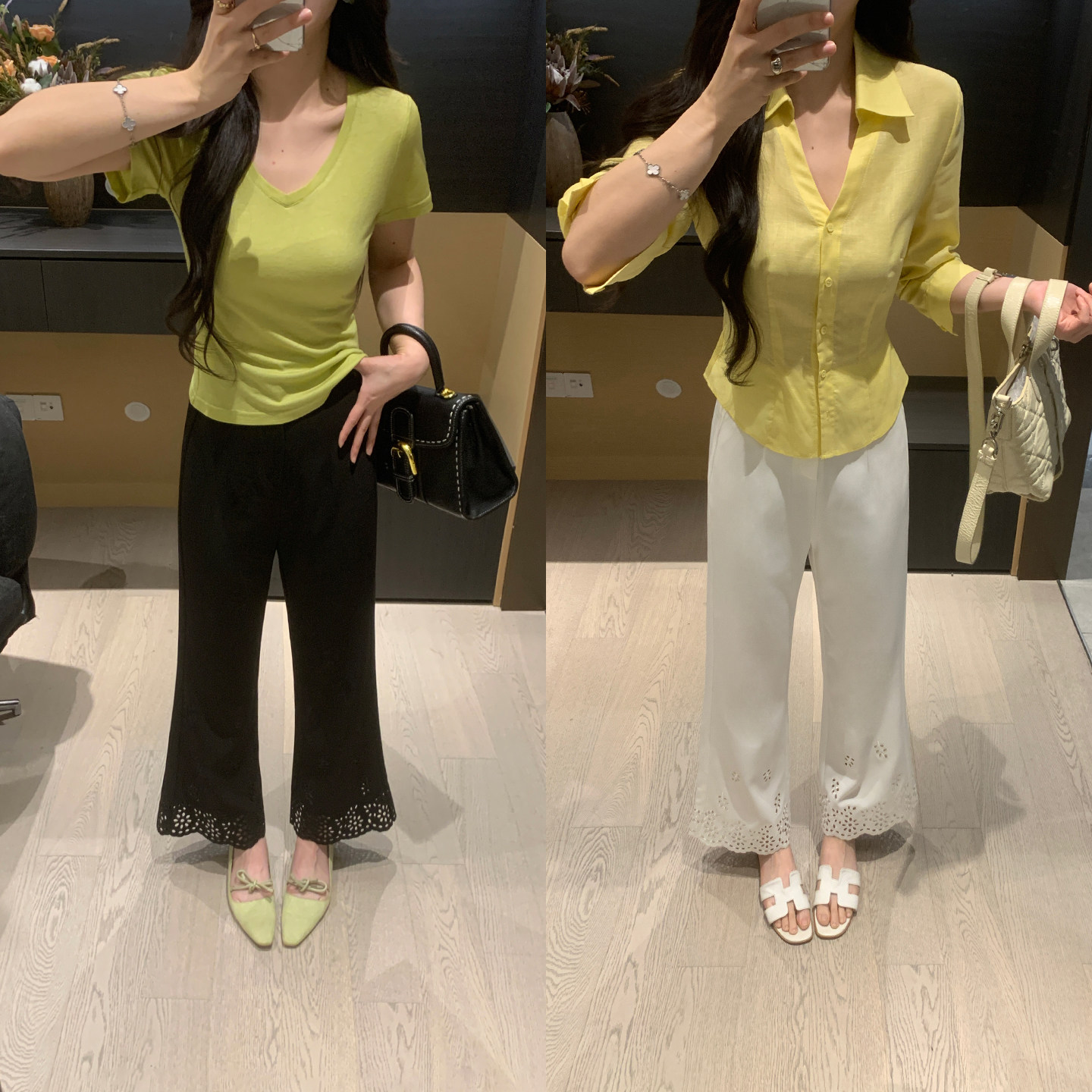 XINYI【蕾丝神裤】夏季九分微喇西装休闲裤女高腰显瘦直筒百搭裤
