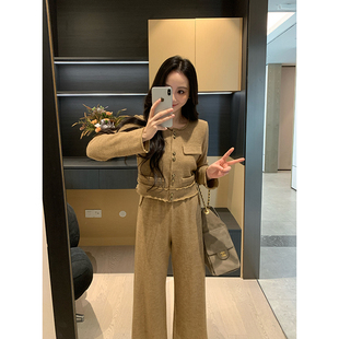 高腰休闲裤 XINYI 时髦新贵 秋冬小香风弹力针织外套 女 显瘦套装