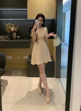 XINYI【浮华梦影】夏季睫毛蕾丝雪纺连衣裙收腰显瘦X626Q04142
