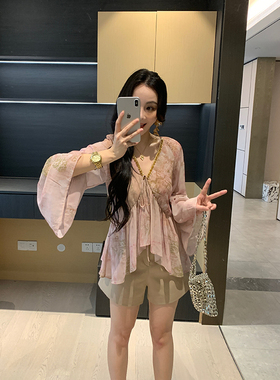 XINYI【精致佳人】夏季雪纺衫+短裤套装女X625E04683/X625N05070