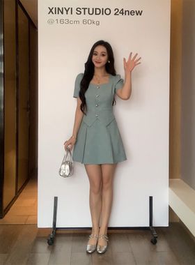 XINYI【冰蓝山茶】夏季山茶花外套+半身裙显瘦两件套X624A09498