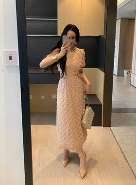 XINYI【粉雾玫瑰】夏季网纱连衣裙女收腰显瘦轻奢气质X625Q04822