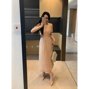 XINYI 网纱连衣裙女收腰显瘦轻奢气质X625Q04822 粉雾玫瑰 夏季