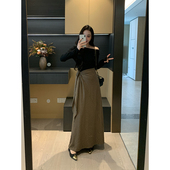 XINYI T恤女一字肩显瘦气质内搭 弹力针织长袖 极简主义2.0 秋季