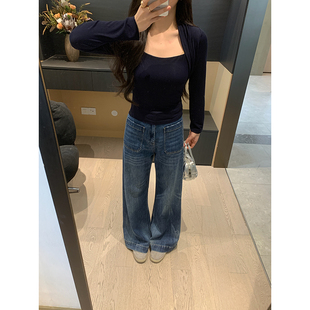 棉感高腰直筒牛仔裤 XINYI 满分腿型 春季 女显瘦百搭直筒休闲裤