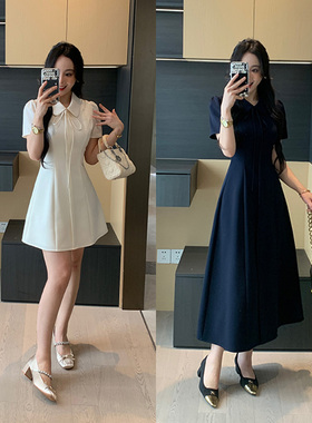 XINYI【塞纳旋律】夏季娃娃领连衣裙女收腰显瘦气质裙X625Q06944