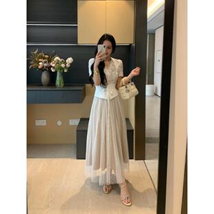 网纱半裙显瘦气质套装 XINYI 蕾丝上衣 夏季 X625A09179 浮云月下