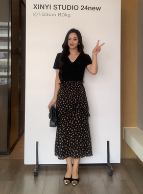 XINYI【半花诗集】夏季假两件碎花连衣裙收腰显瘦气质X624Q08004