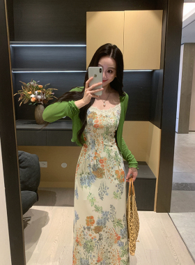 XINYI【绿野繁花】夏季天丝莱赛尔开衫+吊带裙套装女X626Q02915