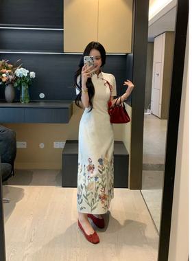 XINYI【郁香风浅】夏季新中式国风连衣裙收腰显瘦气质X625Q07599