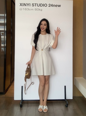 XINYI【幂式穿搭】夏季法式衬衫连衣裙收腰显瘦气质裙X624Q08713