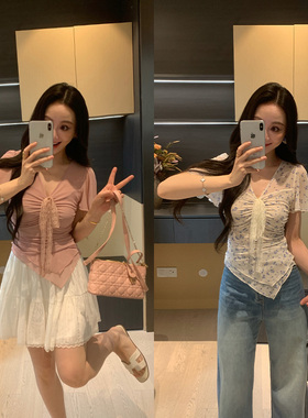 XINYI【夏日铃兰】夏季泡泡袖印花小衫女显瘦百搭上衣X626Y02220
