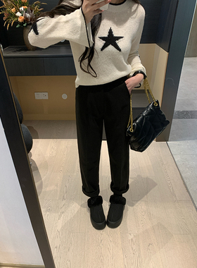 XINYI【修腿烟管裤】秋冬高腰毛呢休闲裤女收腰显瘦裤X624K19561