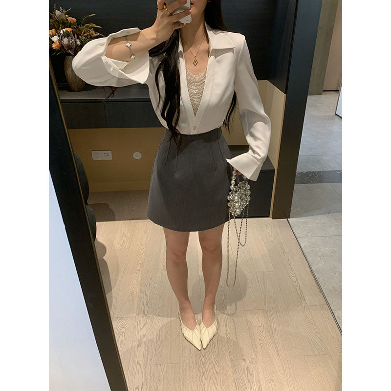 XINYI【鱼骨蛮腰】春季弹力高腰半身裙女显瘦百搭气质X626G02229