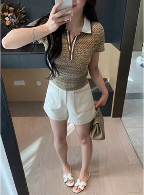 XINYI【白玉兰山】夏季高腰仿牛仔短裤女收腰显瘦百搭X624K09960