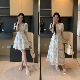 XINYI 浪漫花园 春夏仿麻印花连衣裙收腰显瘦氛围感X625Q02333