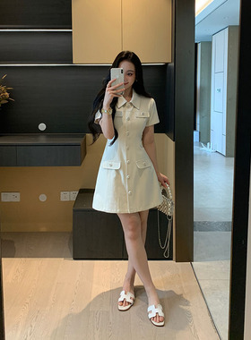 XINYI【鸢尾花调】夏季斜纹牛仔连衣裙收腰显瘦气质裙X625Q11485