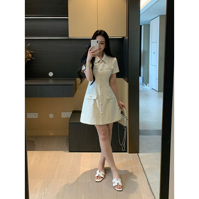 XINYI【鸢尾花调】夏季斜纹牛仔连衣裙收腰显瘦气质裙X625Q11485