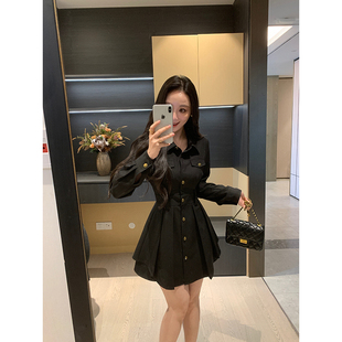 XINYI【英伦千金】春季斜纹衬衫连衣裙收腰显瘦气质裙X626Q00042