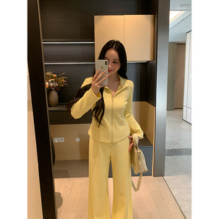 显瘦运动套装 XINYI 女 高腰休闲裤 空气层卫衣外套 黄油奶酪 春季