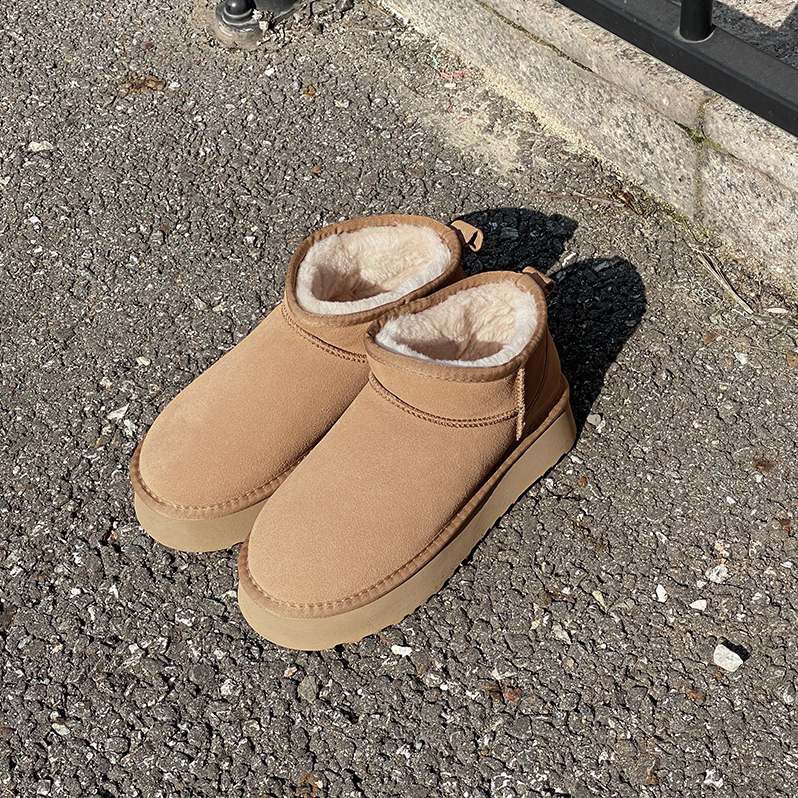 naning9厚底短筒牛皮雪地靴女鞋