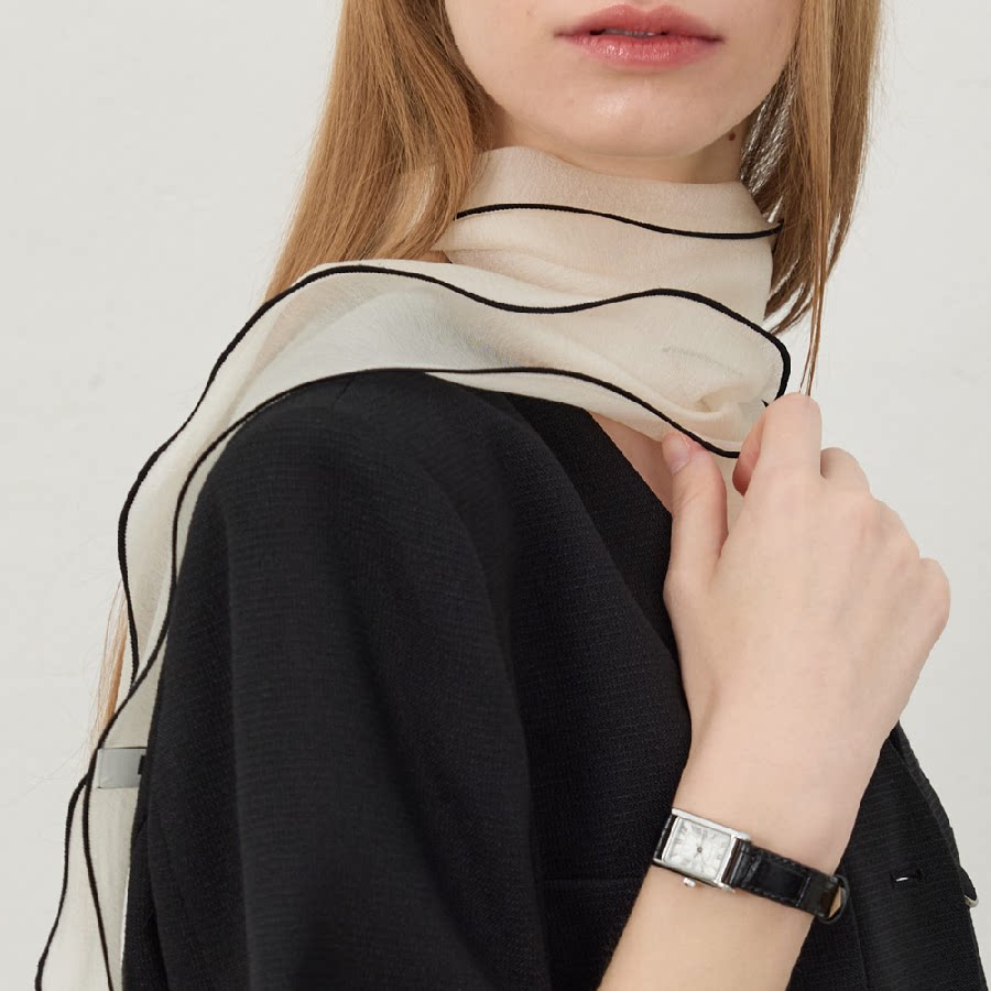 直邮~ 韩国制 官网正品代购wconcept 镶边欧根纱围巾 丝巾