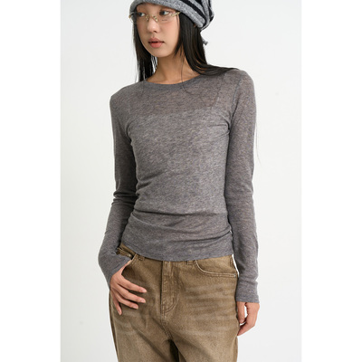 韩国代购打底衫修身天丝羊毛T恤