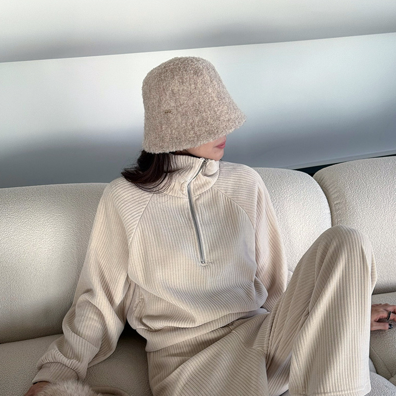 naning9羊毛混纺渔夫盆帽水桶帽