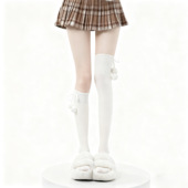 羊毛保暖甜美毛球小腿袜女秋冬加厚Lolita过膝袜显瘦jk纯色