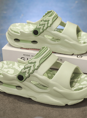 DENSUNCOO凉鞋男士夏季外穿厚底增高防滑时尚网红踩屎感情侣拖鞋