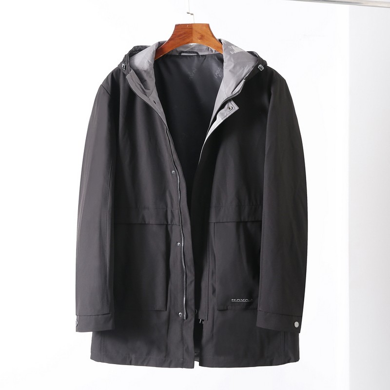 海牌撤柜中长款风衣男士春秋季休闲百搭上衣防风防水时尚连帽外套