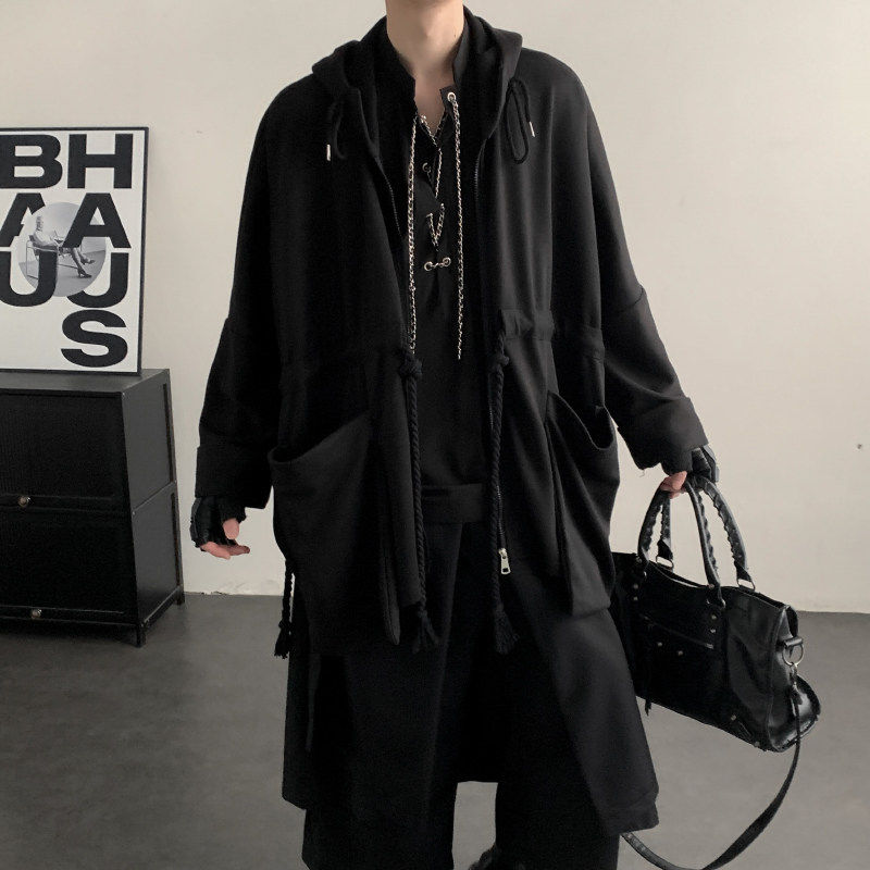 春装新中式暗黑风颓废小众设计斗篷卫衣男连帽披风oversize外套潮