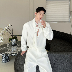 可拆卸领金属配饰小众造型坠垂衬衣衬衫 2026SS新款 垫肩设计感个性