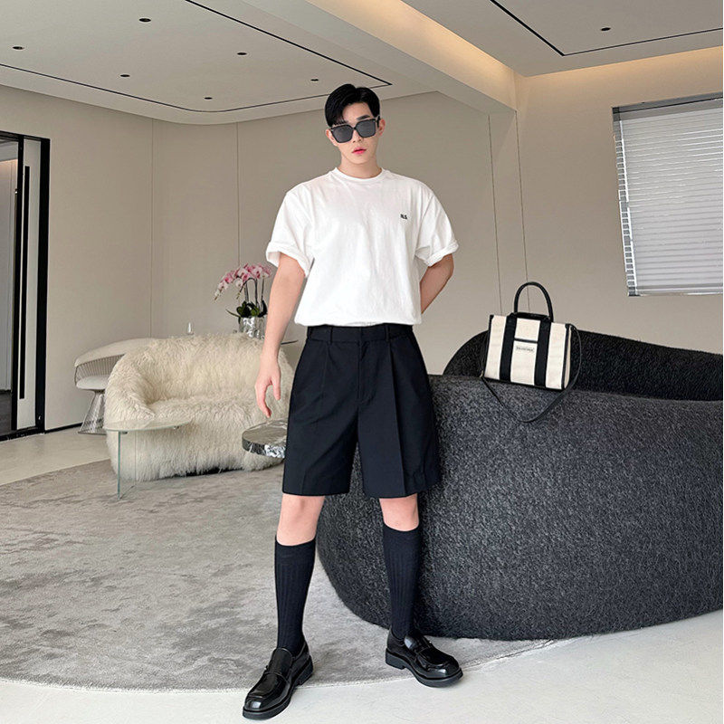 2024夏季一款百搭的五分西裤男黑色神裤纯色高级感直筒休闲短裤潮,男装,休闲裤,淘宝优惠券,粉丝福利购,淘宝优惠卷