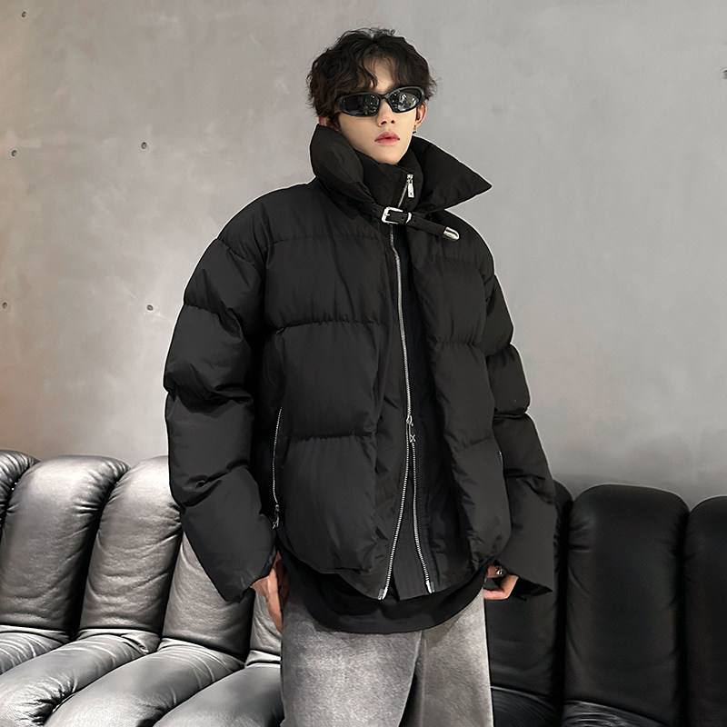 冬装高级感双层领设计感休闲棉服外套男vibe痞帅立领短款棉衣棉袄