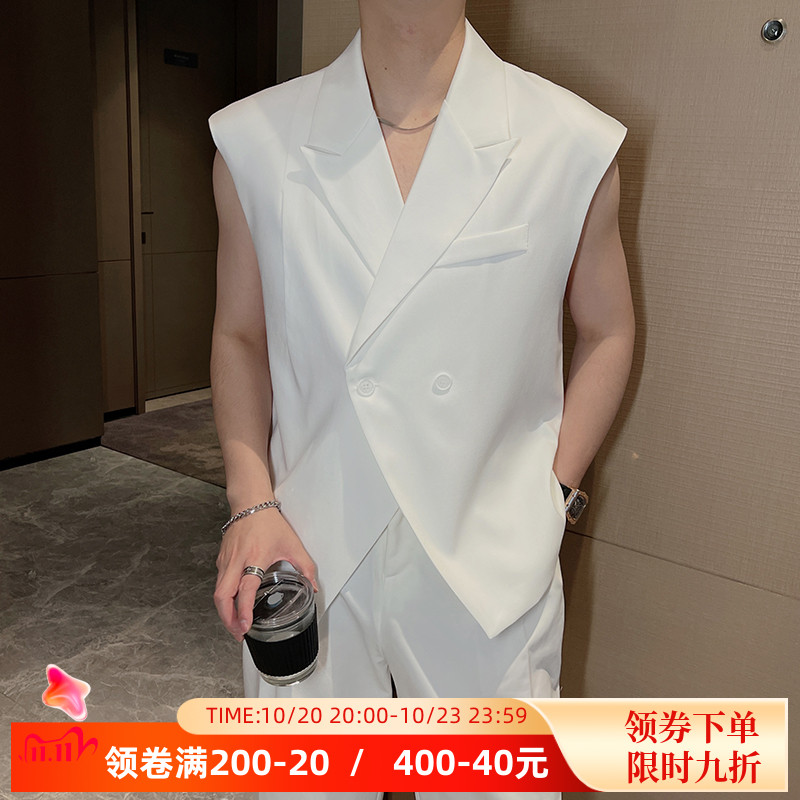 夏季轻奢简约时尚网红无袖西服男士马甲休闲高级感背心通勤发型师