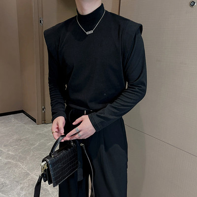 秋冬高级感痞帅半高领T恤男德绒保暖内搭上衣韩版有型长袖打底衫