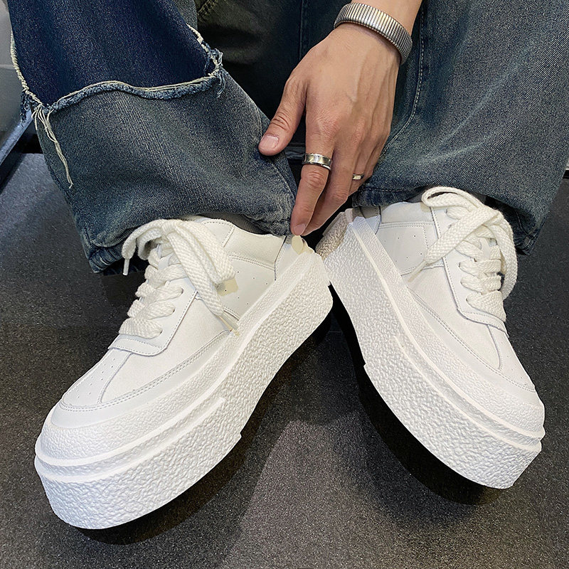 休闲小白鞋男女款夏季韩版情侣厚底增高板鞋ins网红系带百搭潮牌