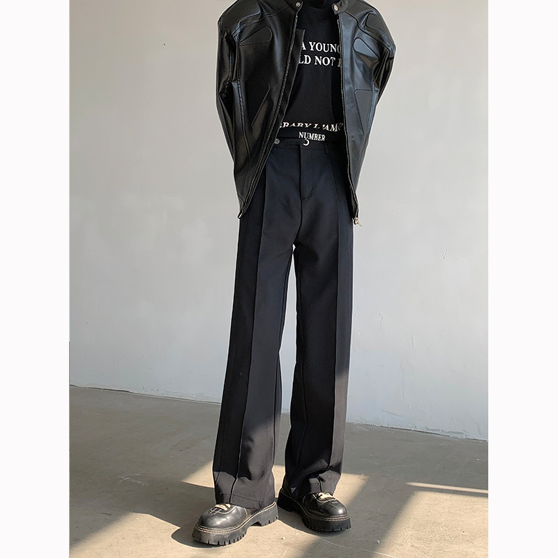 那不勒斯裤男秋冬设计感垂坠休闲西裤直筒宽松韩版痞帅微喇西装裤