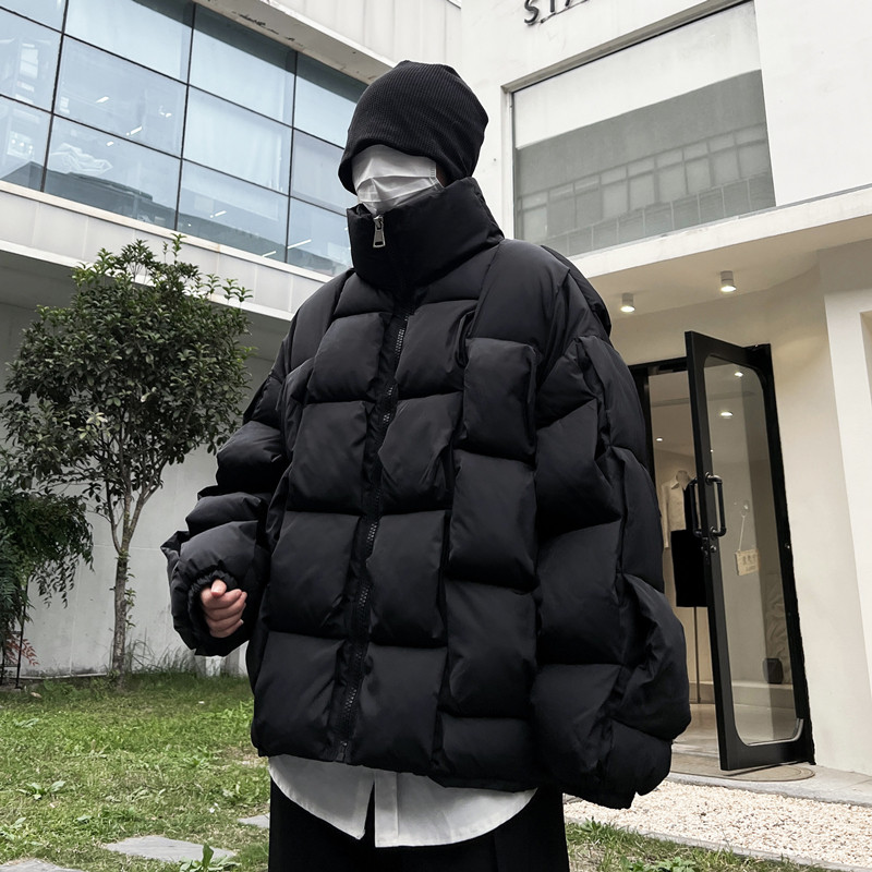 冬装ins潮牌小众编织羽绒棉服男高级感痞帅加厚保暖短款棉衣外套