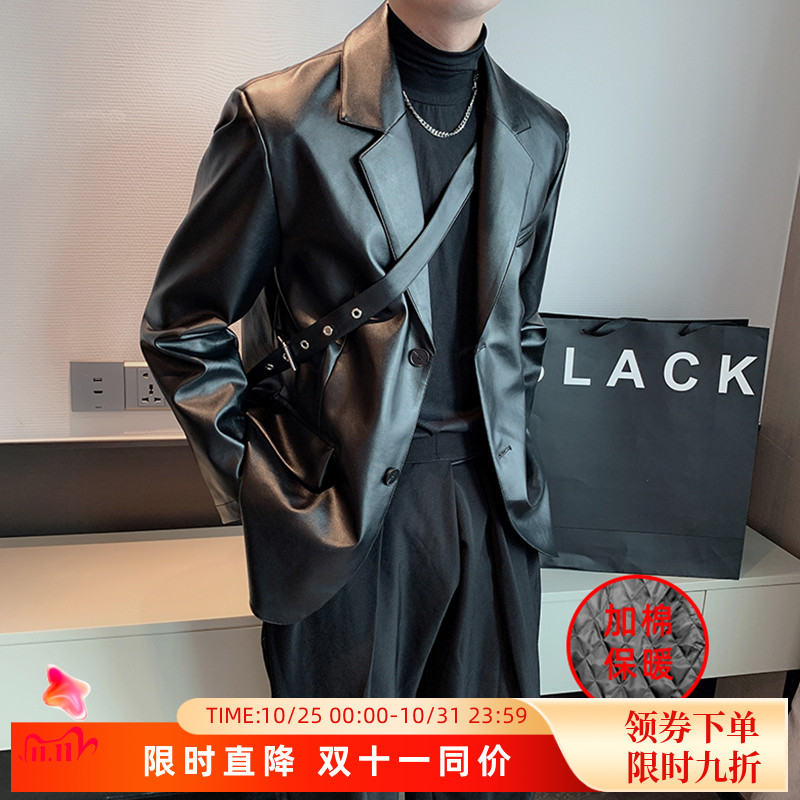 pu皮西装皮衣男