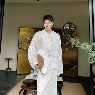 夏季新中式提花系带刺绣衬衫复古很仙休闲气质国风禅意上衣设计感