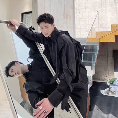 暗黑系复古小众结构个性飘带衬衣